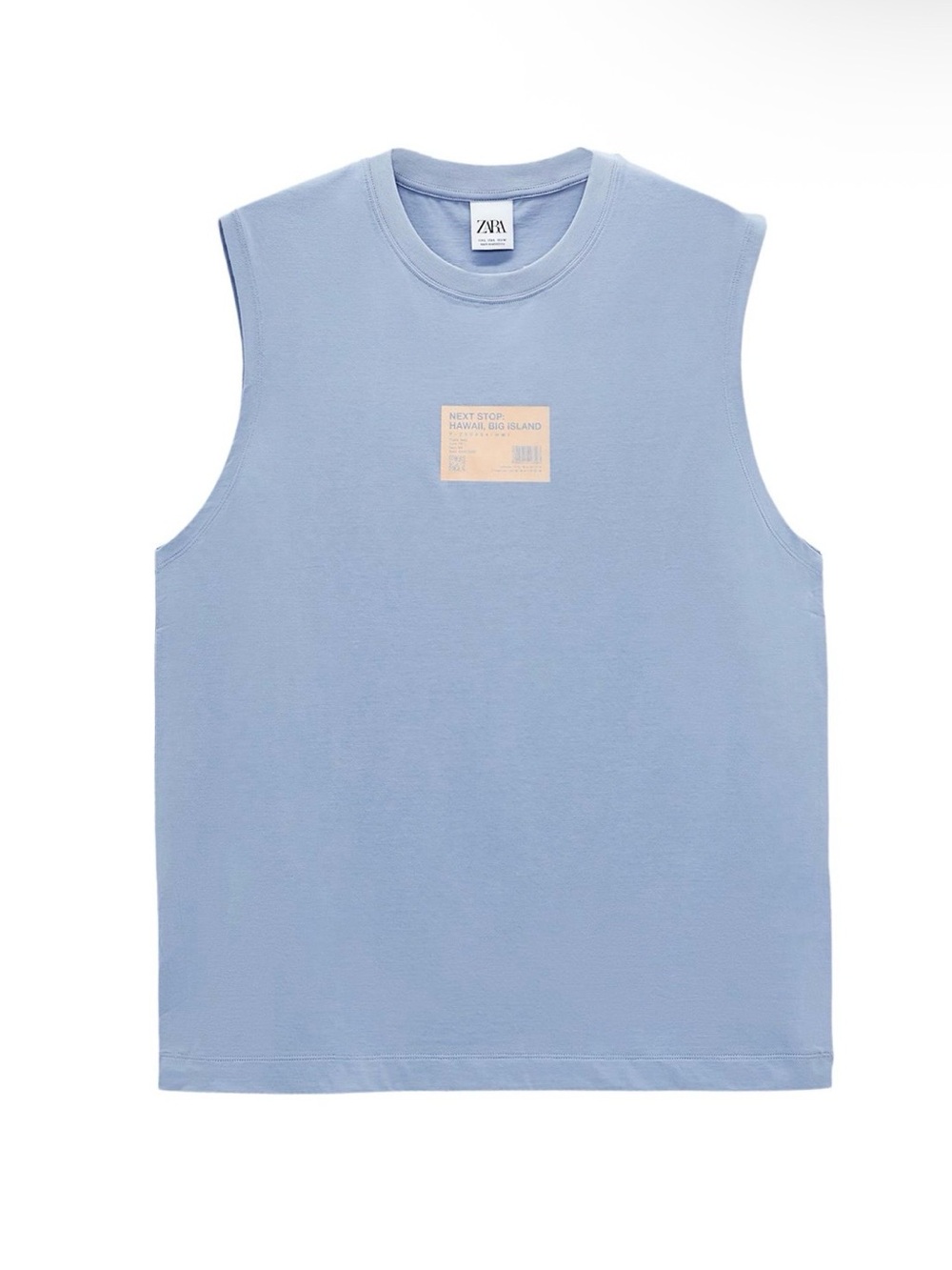 Zara Light Blue Sleeveless Crewneck Tank with Chest Patch